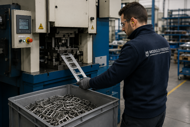 Fibbia personalizzata e accessori metallici per moda realizzati da Modulo Freddo